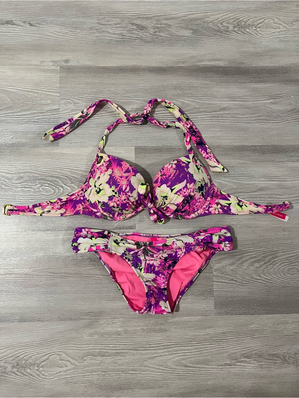 Victoria’s Secret purple floral hottie halter knockout bikini size 34C/Medium